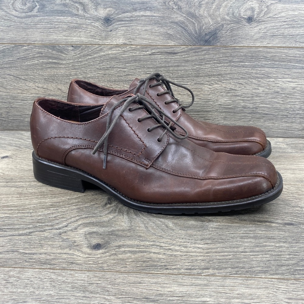 Apt. 9 Dillon Brown Oxford Shoes Mens 10M Brown Leather Square Bicycle Toe